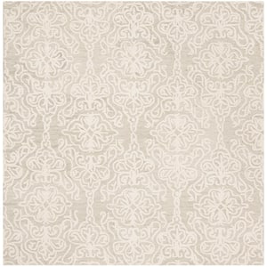 Blossom Silver/Ivory 6 ft. x 6 ft. Square Floral Area Rug