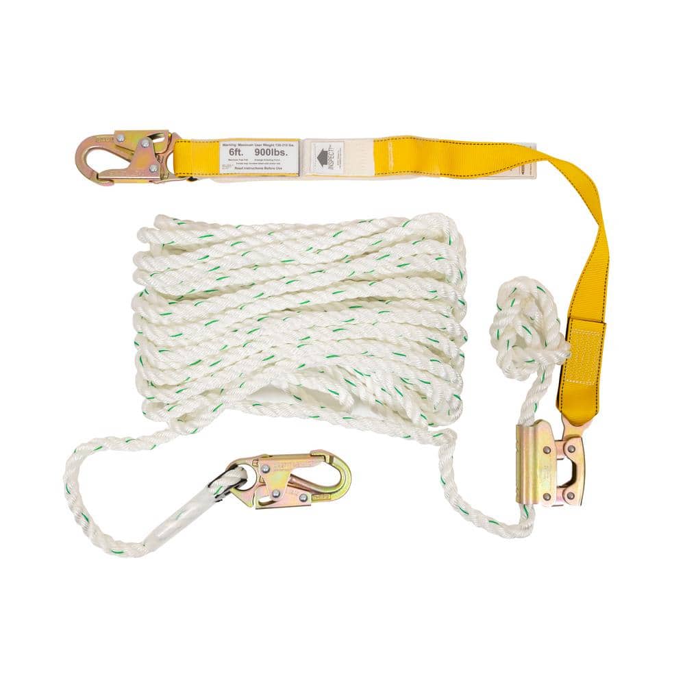 Werner 50 ft. Fall Protection Rope Lifeline with Lanyard L242050W - The  Home Depot
