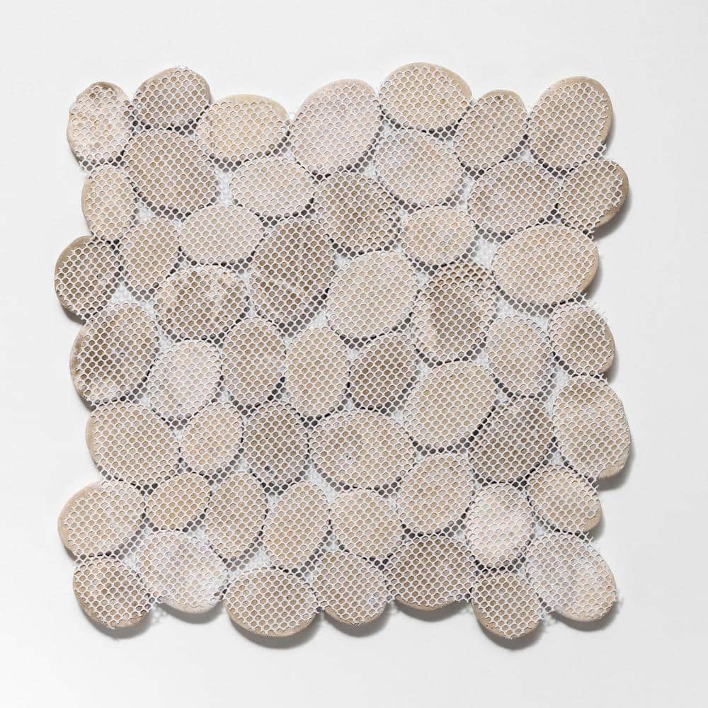 Tan Tumbled Marble Pebble Mosaic Tile for Walls and Floors