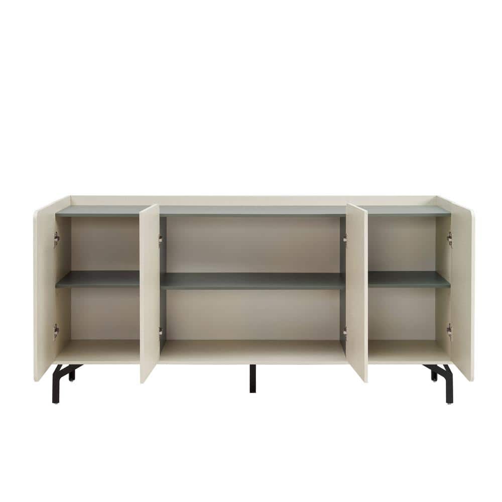 Chandra 60" Cream Weave Composite Buffet Sideboard with Adjustable Shelves