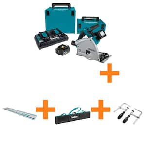 36V (18V X2) LXT Brushless Cordless 6-1/2" Plunge Circular Saw Kit (5.0Ah) & 39" Guide Rail with Bag & Clamps