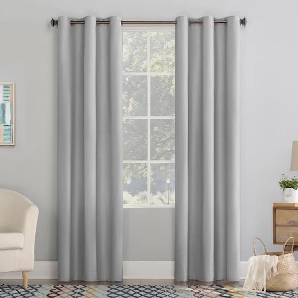 Sun Zero Lindstrom Textured Draft Shield Fleece Insulated Gray 40 in. W x 96 in. L Grommet Room Darkening Curtain (Single Panel)