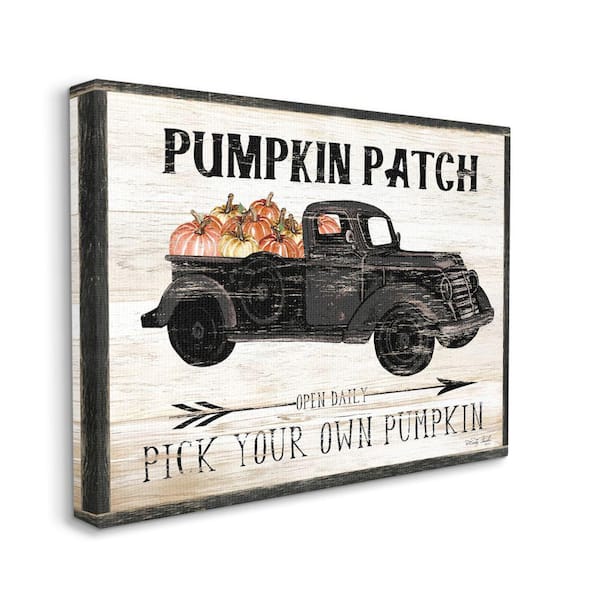 Stupell Industries "Pumpkin Patch Farm Sign Fall Harvest Picking" by Cindy Jacobs Unframed Print Nature Wall Art 16 in. x 20 in.