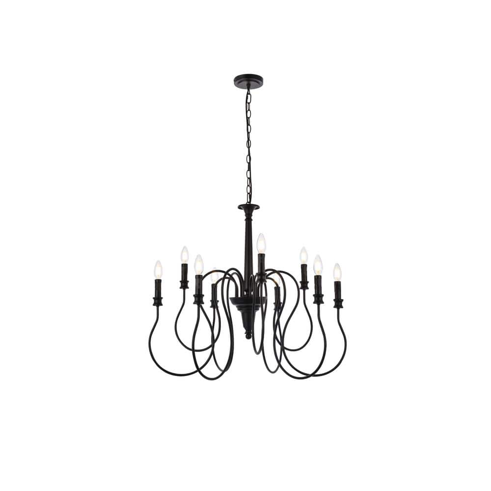 Home Living 40Watt 9Light Black Pendant Light with No Shade, No Bulbs