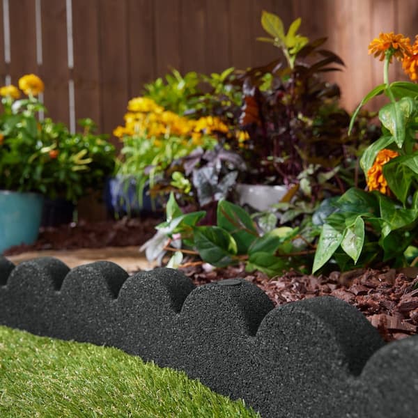 48 in. x 2 in. x 4 in. Black SmartLoc Scallop Rubber Landscape Edging (4-Pack)