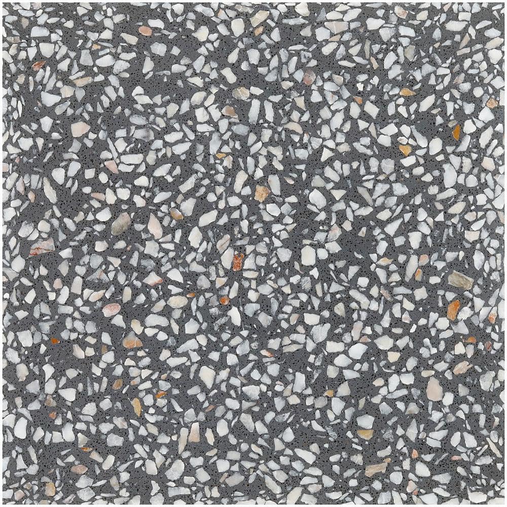 Tarboro 16-in x 16-in Polished Gray Terrazzo Tile