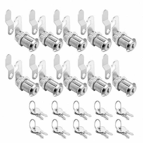 1-1/8 in. Keyed Alike Cabinet Cam Lock Set with Locks, Locking Plates and Keys for 7/8 in. Max Door Thickness (10-Pack)