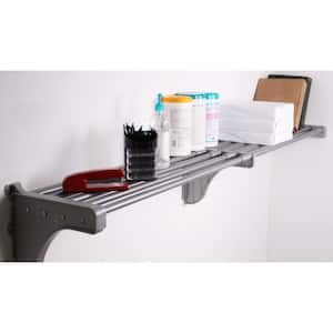 12 in. D x 41 in. to 74 in. W x 10.5 in. H Expandable Silver Steel Tubes with 1 End Bracket Shelf Only Closet System