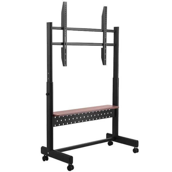 Rolling TV Stand, Mobile TV Cart for 55-100 in. Screens, Height Adjustable Mount Portable Monitor Stand with Tray