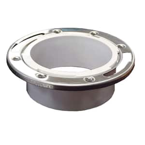 7 in. O.D. Plumbfit PVC Closet (Toilet) Flange with Stainless Steel Ring Less Knockout, Fits Over 4 in. Sch. 40 DWV Pipe
