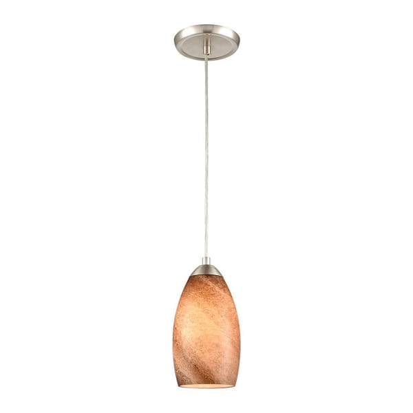 Titan Lighting Parlier 1-Light Satin Nickel Mini Pendant Light with Glass Shade