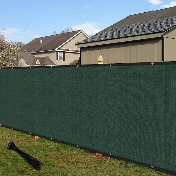 6 ft. x 12 ft. HDPE Privacy Fence Screen with Copper Grommets, 90% UV Blockage, Cable Zip Ties Included, Green