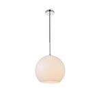Timeless Home Blake 1-Light Chrome Pendant with 11.8 in. W x 10.6 in. H Frosted Glass Shade