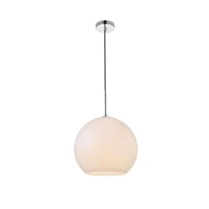 Timeless Home Blake 1-Light Chrome Pendant with 11.8 in. W x 10.6 in. H Frosted Glass Shade