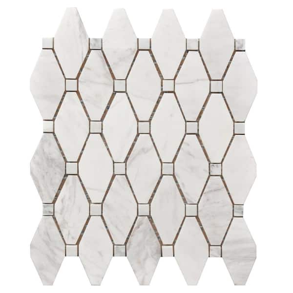 Roca Rockart Large Marble Rhombus Polished 12 in. x 12 in. Natural Stone Mosaic Tile (11.6520 sq. ft./Case)