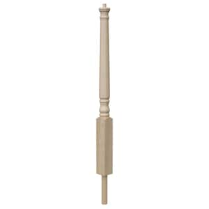 Stair Parts 4063 43 in. x 3 in. Unfinished Poplar Pin Top Volute with Round Bottom Newel Post for Stair Remodel