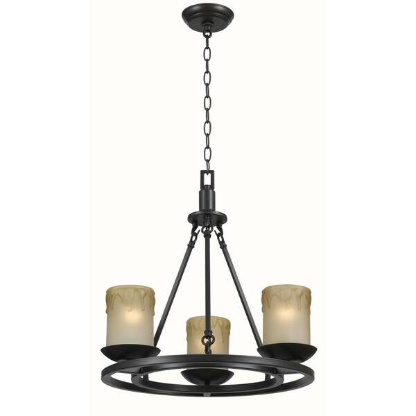 World Imports Colchester 3-Ltights Wagon Wheel Chandelier-DISCONTINUED