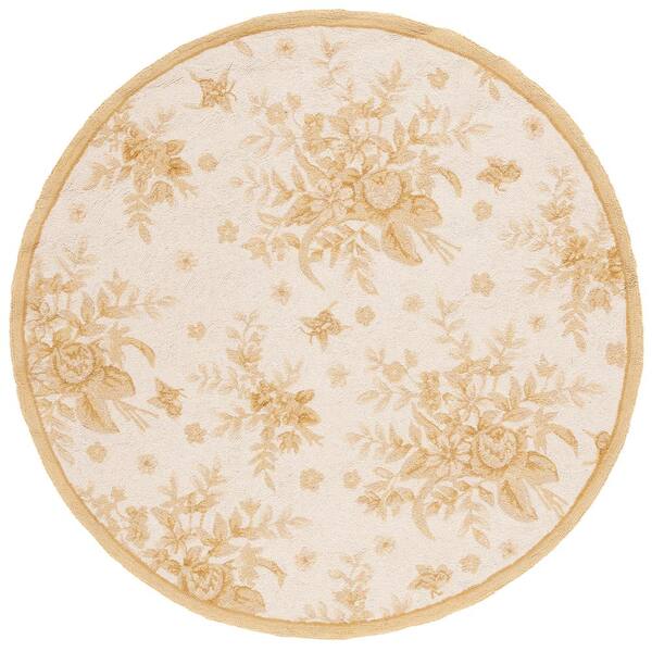 SAFAVIEH Chelsea Ivory/Gold 6 ft. x 6 ft. Round Border Area Rug