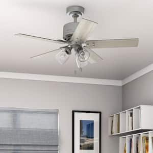 Sencillo 44 in. Indoor Matte Silver Ceiling Fan with Light Kit Included