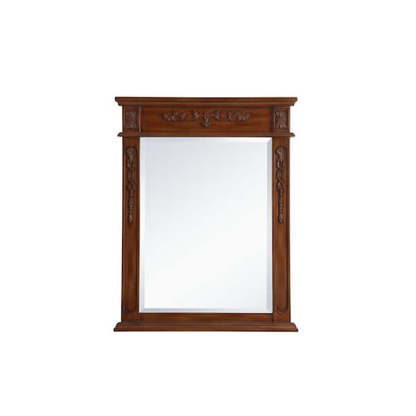 Unbranded 36 in. H x 28 in. W Rectangle Framed Teak Modern Vanity Mirror