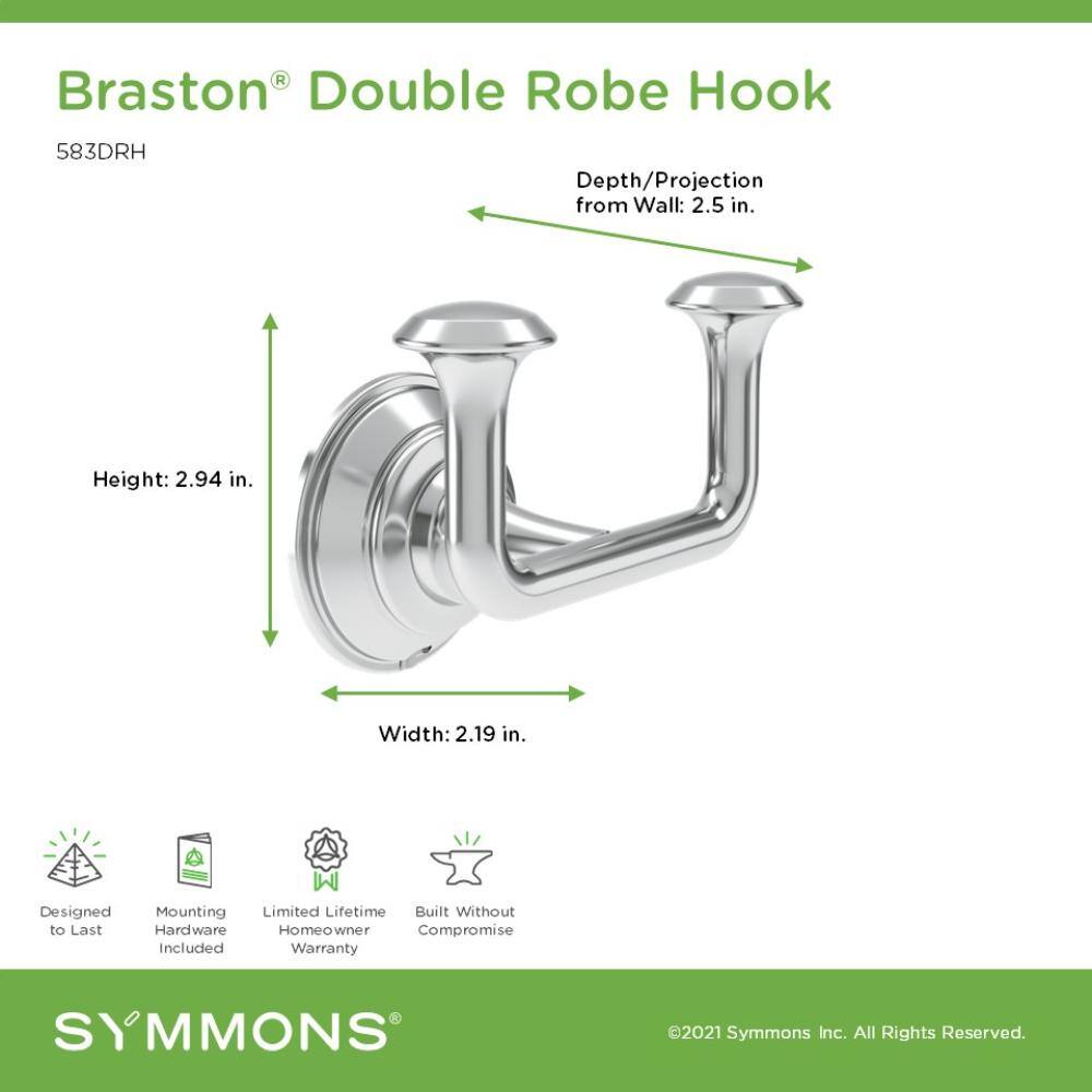 Polished Chrome Wall Mounted Double Robe and Towel Hook