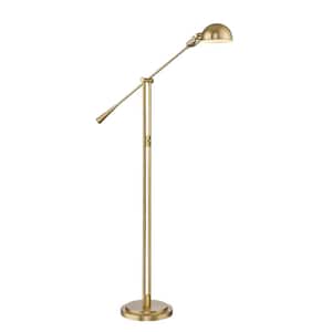 Grammercy Park 82.5 in. Heritage Brass 1-Light Dimmable Floor Lamp with Heritage Brass Steel Shade
