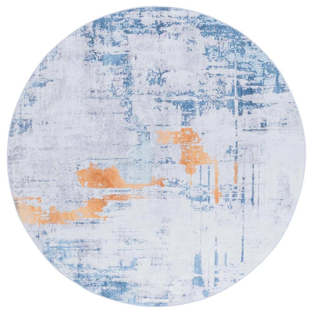 SAFAVIEH Tacoma Gray/Blue 6 Ft. X 6 Ft. Machine Washable Abstract ...