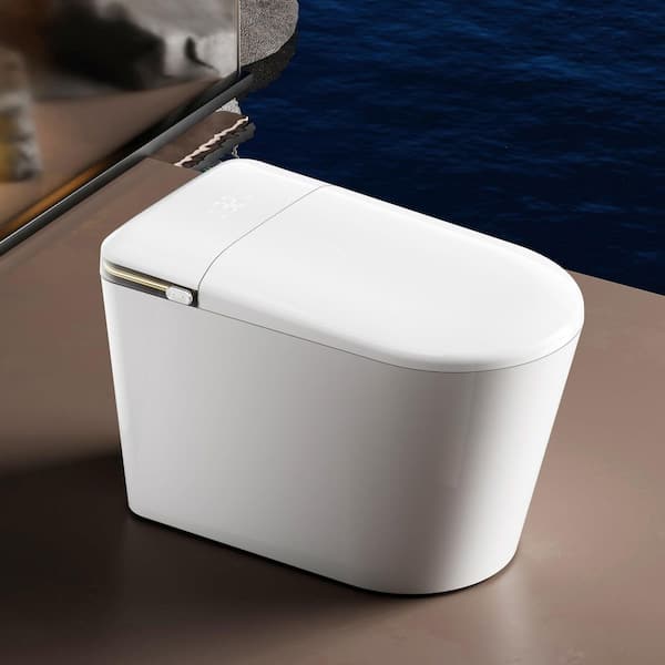 1.2GPF Elongated Smart Bidet Toilet in White with Off-Seat Auto Flush, Digital Display Screen, Heated Seat