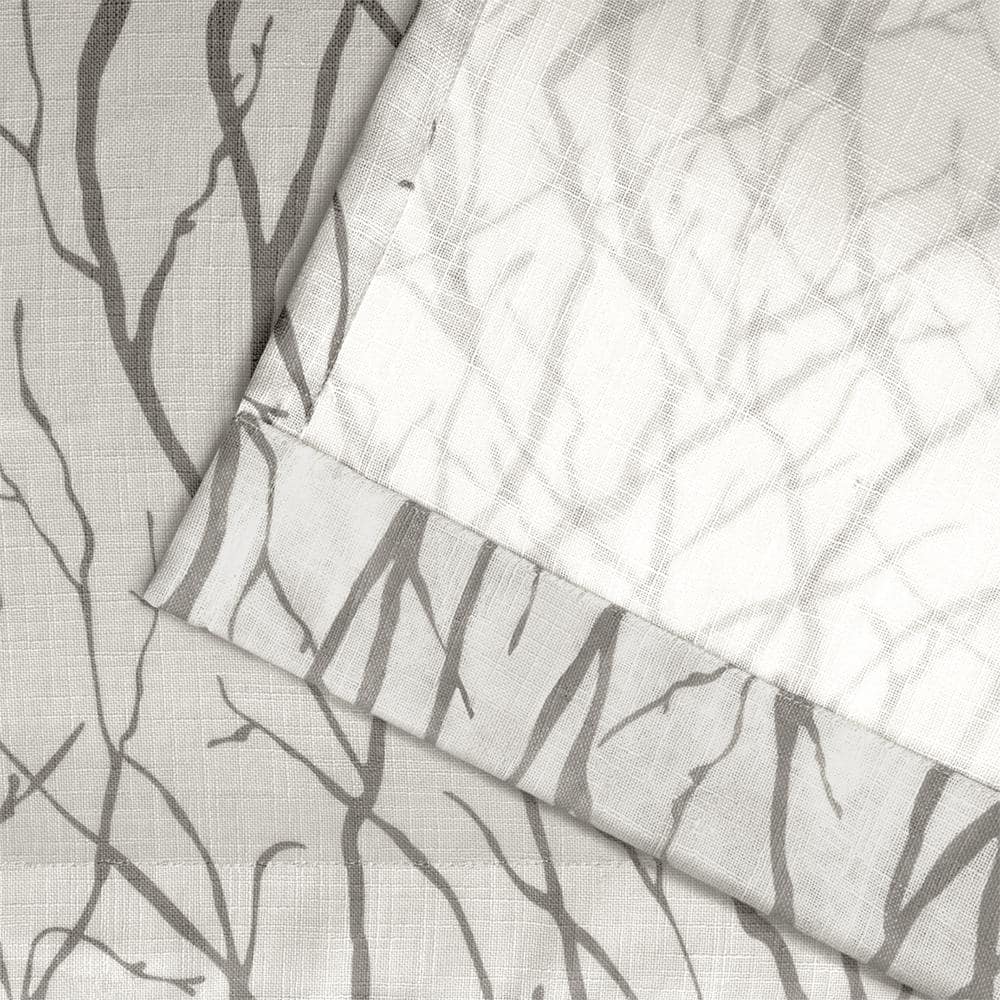 Oakdale Dove Gray Light-Filtering Polyester Linen Window Curtain Panels, 96" x 54"