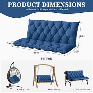 60 in. x 40 in. 2-3 Seater Patio Contoured Replacement Bench Cushion Outdoor Porch Swing Cushion Cushion Blue