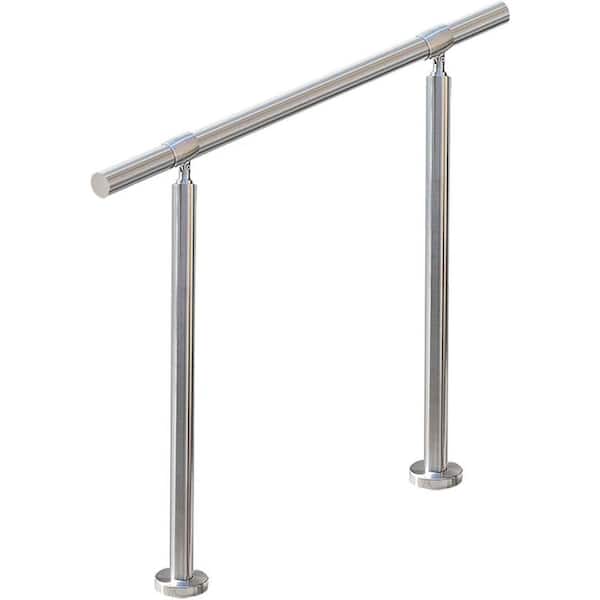 1-2 Step Stair Handrail DIY 304 Stainless Steel Transitional Porch Deck Rail with Installation Kit Silver 26 x 36 in.