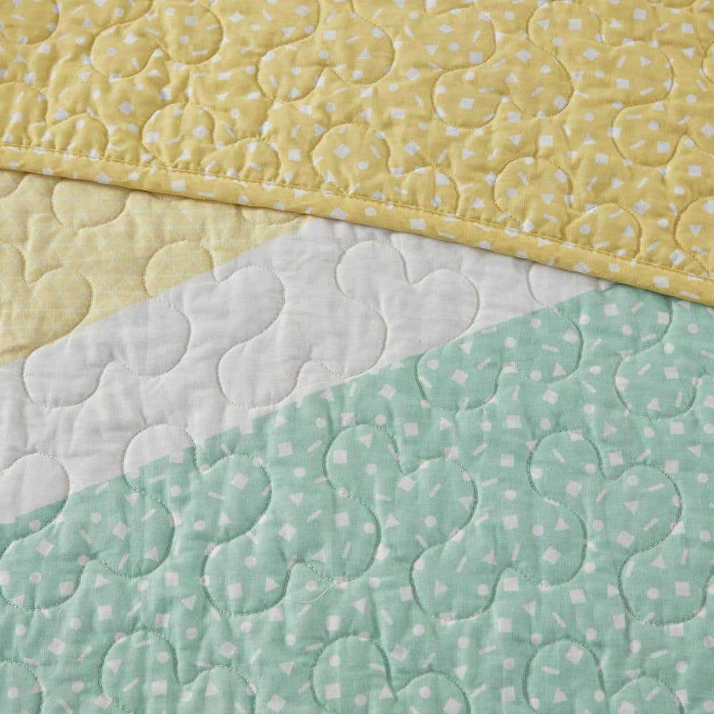 Full Yellow Rainbow Sunburst Reversible Cotton Coverlet Set