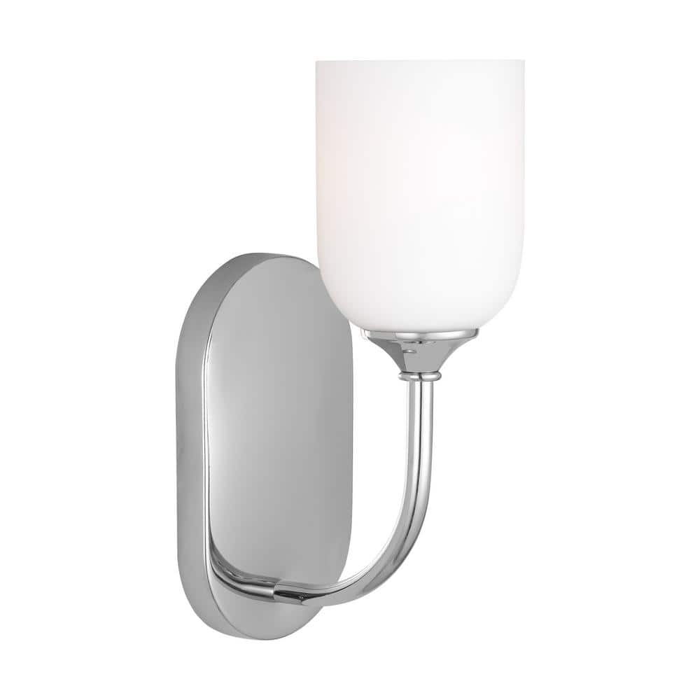 Emile Small 4.625 in. 1-Light Chrome Bathroom Vanity Light with White Etched Glass Shade price history on PriceWatchPro