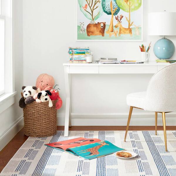 Tread Lightly Machine Washable Navy 6 ft. x 9 ft. Indoor Area Rug
