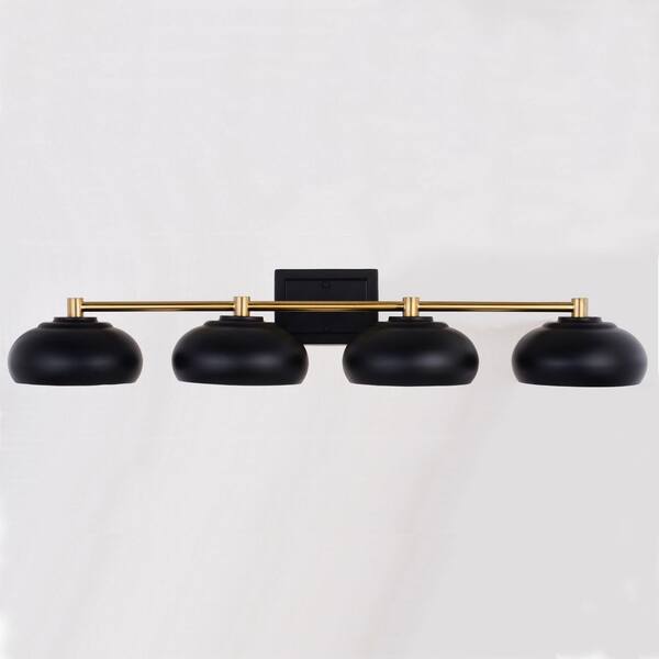 VAXCEL Belmont 38 in. W 4-Light Matte Black and Satin Brass Mid