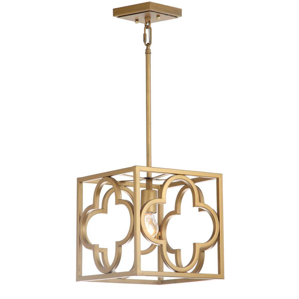 Contemporary Gold Metal Trellis Pendant Light