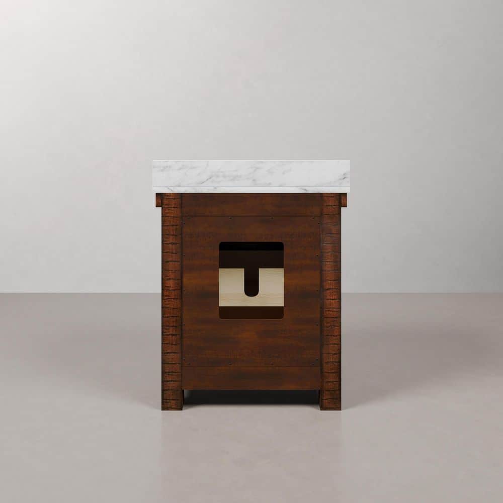 Rustic Sienna 30'' Single Vanity with Carrara White Marble Top