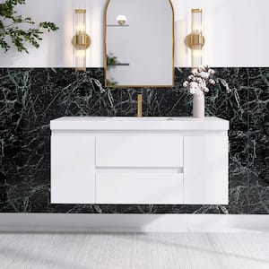 Angela 48 in. W x 19.5 in. D x 22.5 in. H Bathroom Vanity in High Gloss White with White Cultured Marble Top