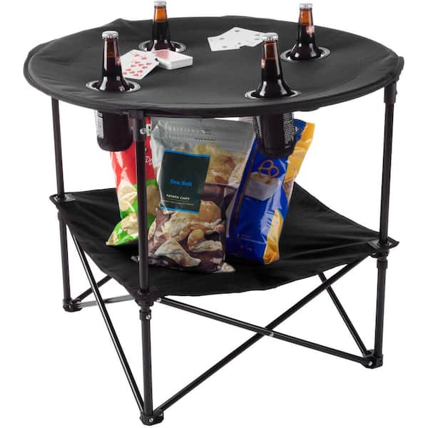 Wakeman Outdoors Camping Table - 2-Tier Folding Table with 4