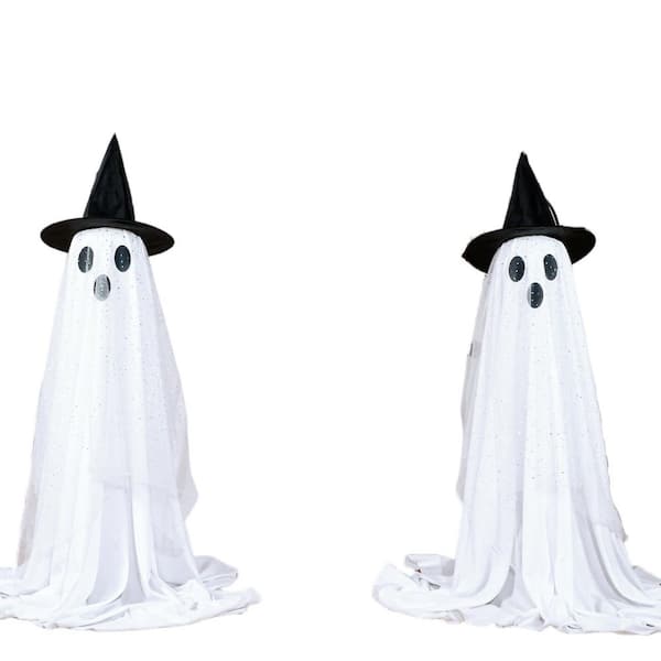 Halloween Large Standing Scares Ghost with Remote Control String Lights for Outdoor, Porches, Yards and Gardens (1-Pack)