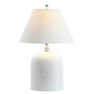 Serge Swirl 28.5 in. White Ceramic/Metal Bohemian Glam LED Table Lamp