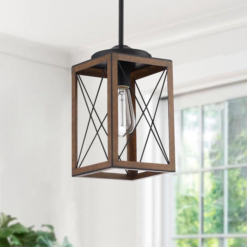 Wistaria‌ 60-Watt 1-Light Black Pendant Light with Caged Metal Shade, Adjustable Rod with E26 Lamp Holder price history on PriceWatchPro