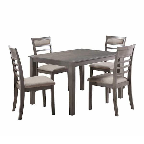 EVERGLADE HOME Asher 5-Piece Rectangular Gray Wood Top Dining Room Set