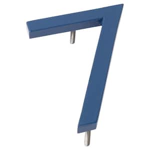 4 in. Sea Blue Aluminum Floating or Flat Modern House Numbers 0-9 -7