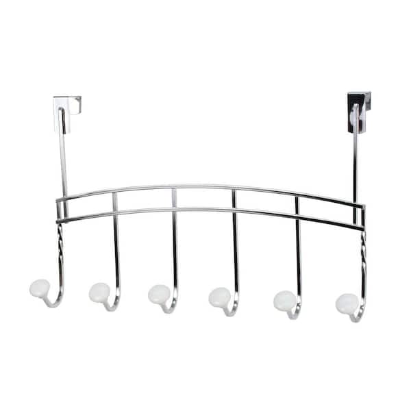 Unbranded Chrome Cambridge 19-3/8 in. L Decorative 6-Hook Over the Door Rack