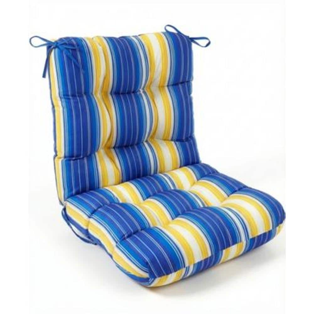 High Back Patio Chair Cushion, Tufted Indoor Outdoor Dining Seat Cushion with Secure Ties, Weather-Resistant Stripe price history on PriceWatchPro