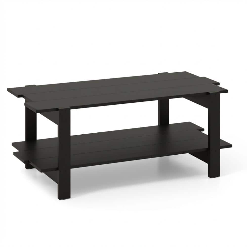 Slatted Wood Coffee Table, 2-Tier Center Table with Storage Shelf, Living Room Table price history on PriceWatchPro