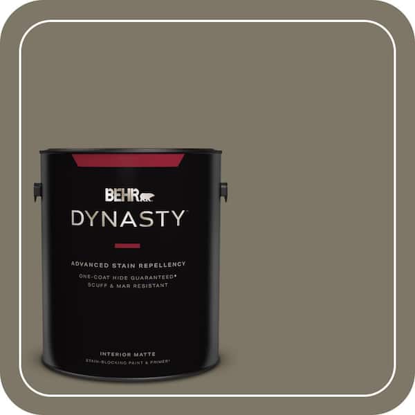 BEHR DYNASTY 1 gal. Home Decorators Collection #HDC-NT-05 Aged Olive Matte Interior Stain-Blocking Paint & Primer