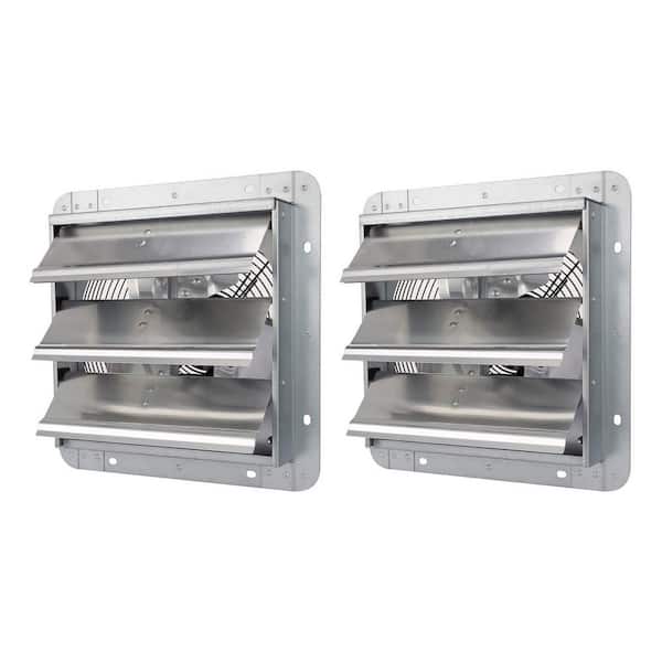 Amucolo 820 CFM 10 in. Silver Aluminum High Speed Gable Mount Shutter Exhaust Fan (Set of 2)
