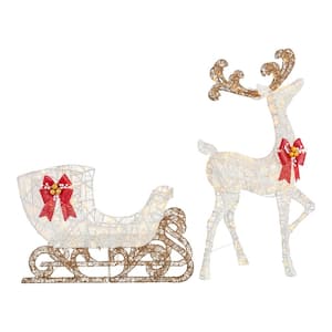 5 ft. Polar Wishes LED Reindeer with Sleigh Holiday Yard Decoration